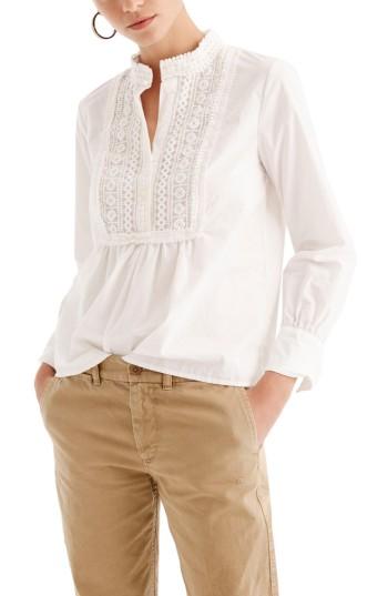 Women's J.crew Lace Bib Popover Shirt