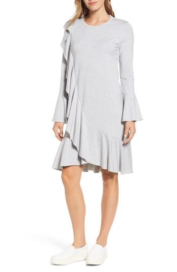 Women's Halogen Ruffle Detail Knit Dress - Grey