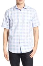 Men's Bugatchi Classic Fit Tartan Check Sport Shirt - Blue