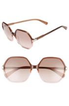 Women's Longchamp 59mm Gradient Lens Hexagonal Sunglasses - Brown/ Rose
