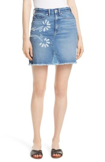 Women's La Vie Rebecca Taylor Floral Patch Denim Miniskirt