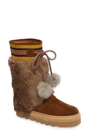 Women's See By Chloe Oxana Genuine Rabbit Fur Boot Us / 35eu - Brown