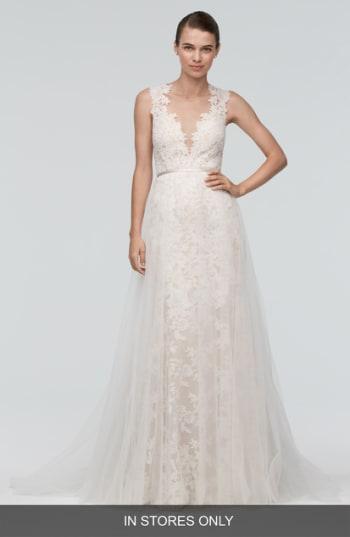 Women's Watters Carlton Tulle Overlay Lace A-line Gown