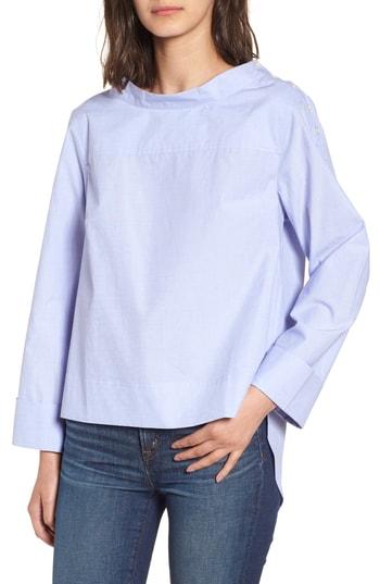 Women's J.crew Funnel Neck Shirt - Blue