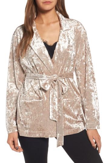 Women's Chelsea28 Velvet Smoking Jacket, Size - Pink