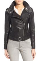 Women's Mackage Hania Belted Leather Moto Jacket