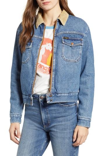 Women's Wrangler Carpenter Sherpa Lined Denim Jacket - Blue