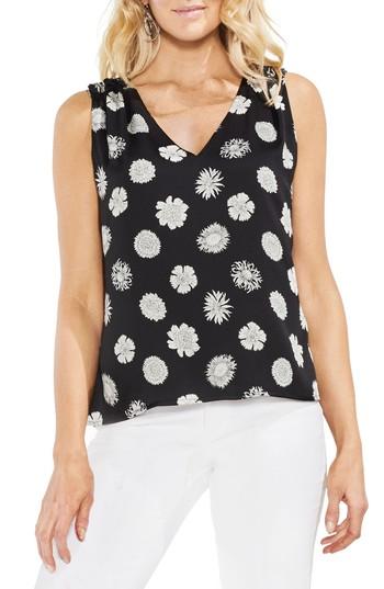 Women's Vince Camuto Botanical Tropics Satin Top, Size - Black