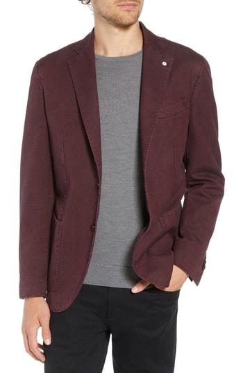 Men's L.b.m 1911 Classic Fit Herringbone Cotton Sport Coat Us / 50 Eu R - Red