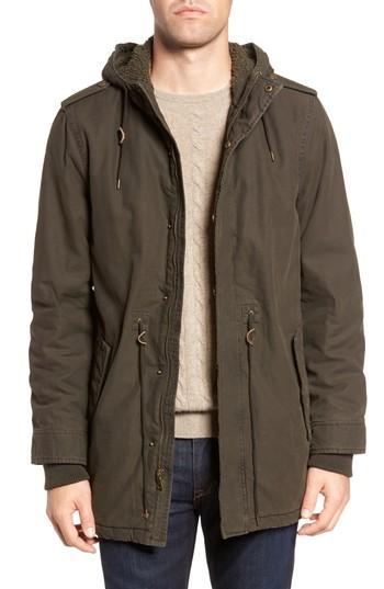 Men's Black Rivet Military Parka - Green