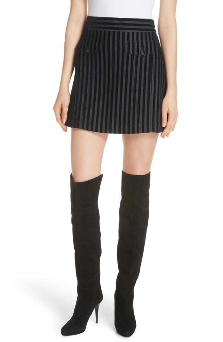 Women's Derek Lam 10 Crosby Stripe Cotton Blend Miniskirt