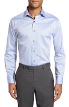 Men's Lorenzo Uomo Trim Fit Herringbone Dress Shirt .5 - 36 - Blue