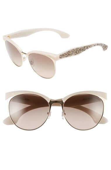 Women's Miu Miu 56mm Pave Cat Eye Sunglasses - Beige Mix