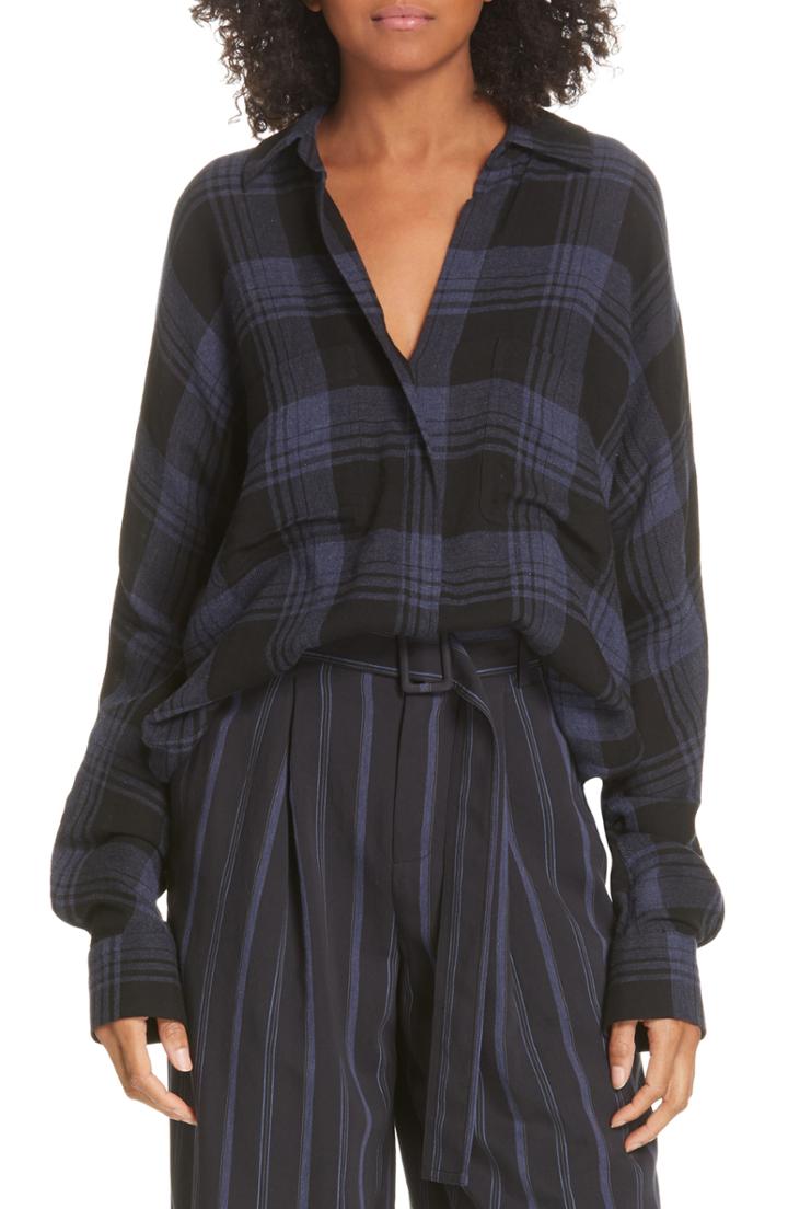 Women's Vince Heathered Plaid Top, Size - Black