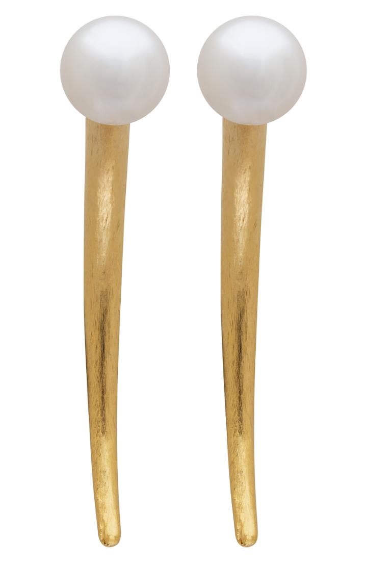 Women's L. Erickson Simulated Pearl Spike Earrings