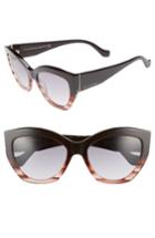 Women's Balenciaga 56mm Cat Eye Sunglasses - Striped Brown/ Opal/ Palladium
