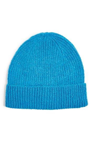 Women's Topshop Metallic Fisherman Beanie - Blue