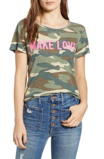 Women's Mother Make Love Camo Linen & Cotton Tee - Green