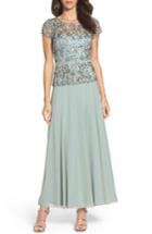 Women's Pisarro Nights Beaded Mesh Mock Two-piece Gown - Green