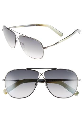 Women's Tom Ford 'april' 61mm Retro Sunglasses - Ruthenium/ Gradient Smoke