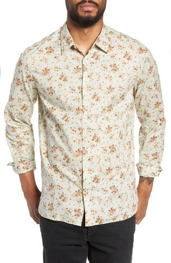 Men's John Varvatos Star Usa Floral Print Sport Shirt - Green