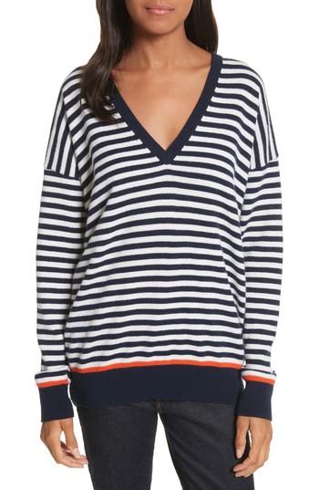 Women's Equipment Lucinda Stripe Wool & Cashmere Sweater - Blue