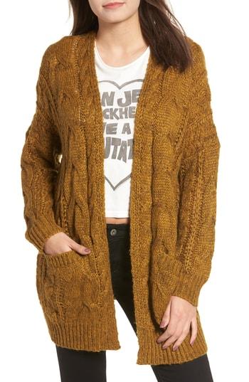 Women's Dreamers By Debut Chunky Cable Knit Cardigan - Yellow