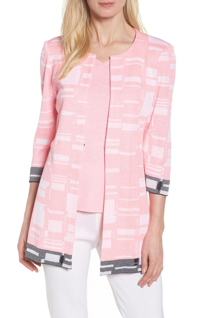 Women's Ming Wang Multi Contrast Pattern Long Jacket