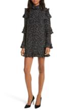 Women's Frame Ruffle Silk Dress - Black