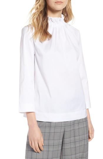 Petite Women's Halogen Gathered Neck Blouse, Size P - White