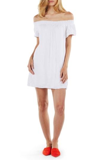 Women's Michael Stars Smocked Cotton Off The Shoulder Dress - White