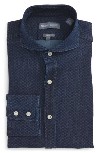 Men's Michael Bastian Trim Fit Floral Dot Dress Shirt .5 R - Blue