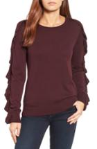 Women's Halogen Ruffle Sleeve Sweater, Size - Burgundy