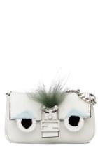 Fendi 'micro Monster' Leather, Genuine Fox Fur & Genuine Mink Fur Baguette -