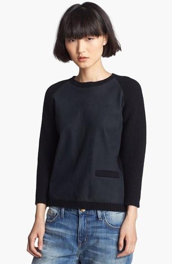 Loma Suede Front Wool & Cashmere Sweater Black/
