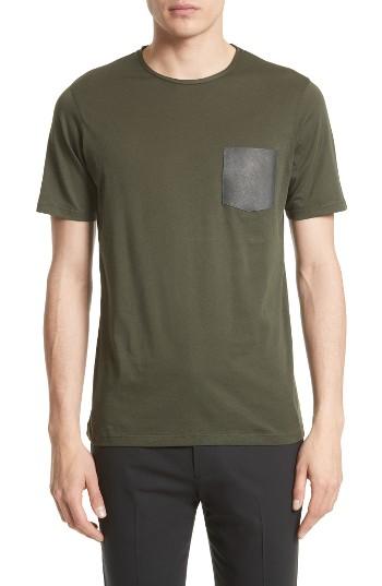 Men's The Kooples Leather Pocket T-shirt - Green