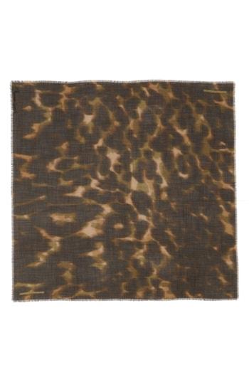 Women's Stella Mccartney Nina Leopard Print Wool & Silk Scarf, Size - Green