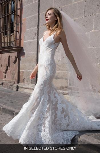 Women's Watters Gaia Silk Lace Mermaid Gown, Size In Store Only - Ivory