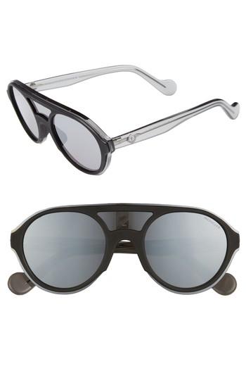 Women's Moncler 52mm Shield Sunglasses - Shiny Red/ Smoke Mirror