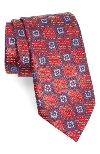 Men's Ermenegildo Zegna Medallion Woven Silk Tie, Size - Red
