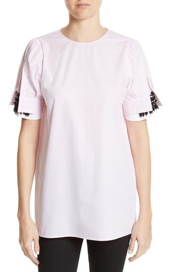 Women's N?21 Crystal Embellished Stripe Silk Shirt Us / 40 It - White