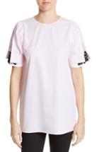 Women's N?21 Crystal Embellished Stripe Silk Shirt Us / 40 It - White