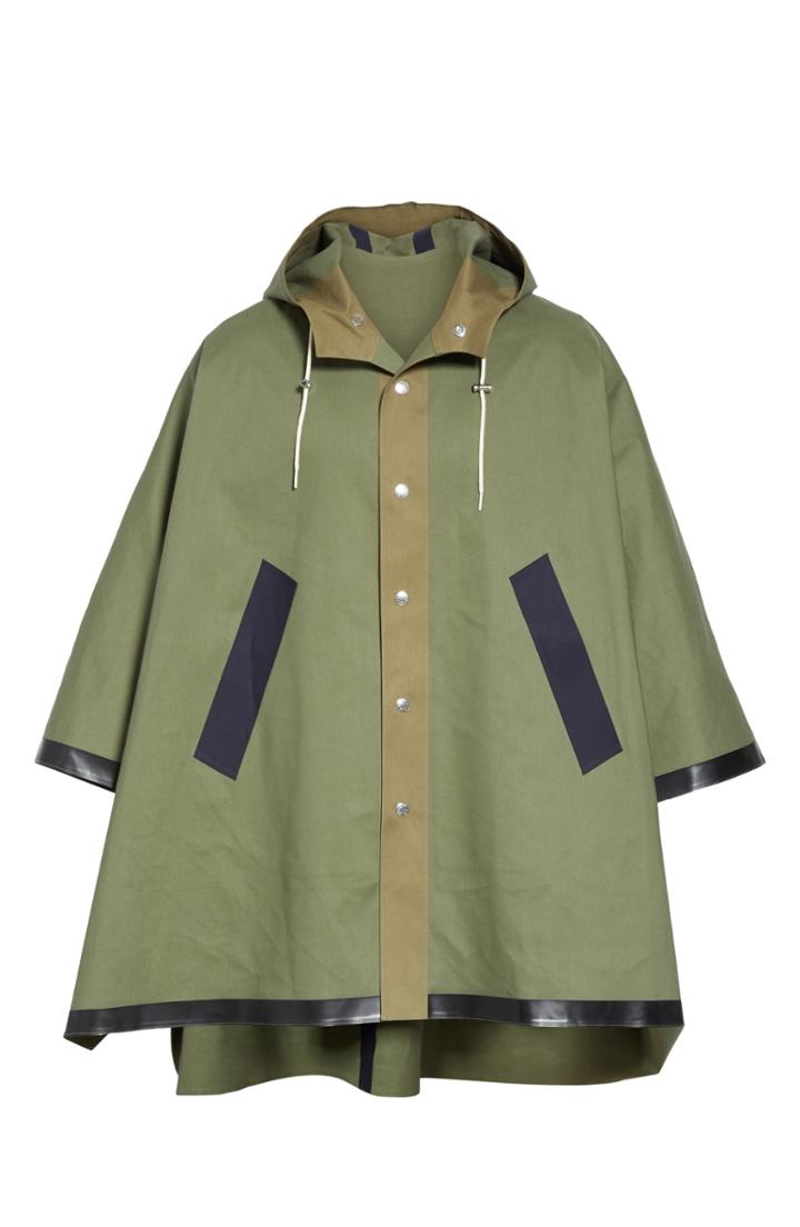 Men's Mackintosh Gents Bonded Cotton Hooded Poncho, Size - Green
