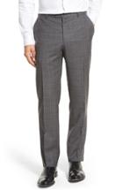 Men's Pal Zileri Flat Front Plaid Wool Trousers R Eu - Grey