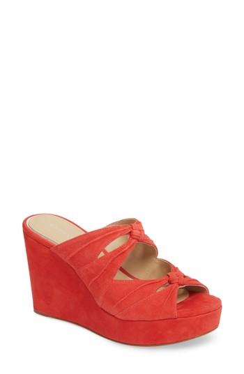 Women's Etienne Aigner Desire Platform Wedge Mule .5 M - Red