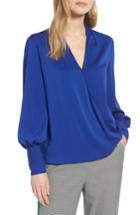 Women's Halogen Silk Blend Wrap Blouse - Blue