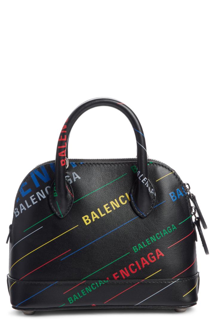Balenciaga Extra Extra Small Ville Logo Calfskin Satchel - Black