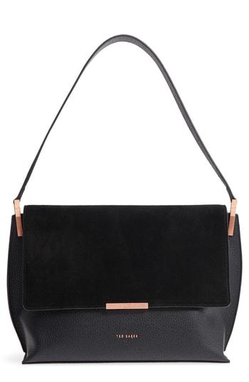 Ted Baker London Katlynn Suede & Leather Shoulder Bag - Black