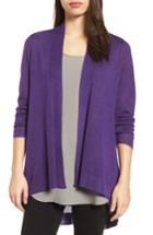 Women's Eileen Fisher Tencel & Merino Wool Shaped Cardigan, Size - Purple