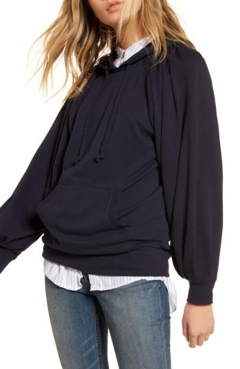 Women's Treasure & Bond Pleated Sleeve Hoodie - Blue